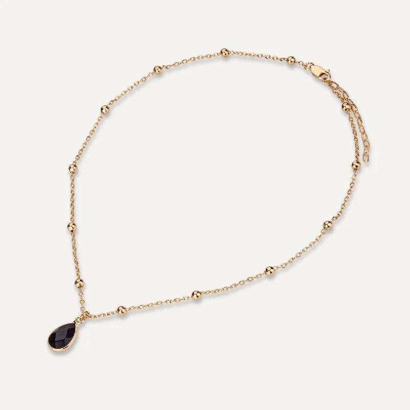 best-selling necklaces for women-Sparkling Crystal & Black Spinel Clasp Necklace In Gold-Tone