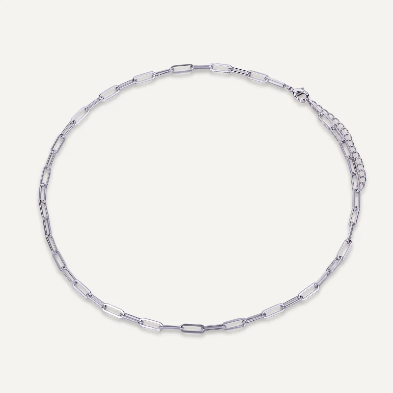 luxury diamond necklaces for women-Alesha Short Link Necklace In Silver-Tone