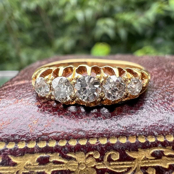 pear-shaped rings for women-Antique Five Stone Diamond Band, 1913