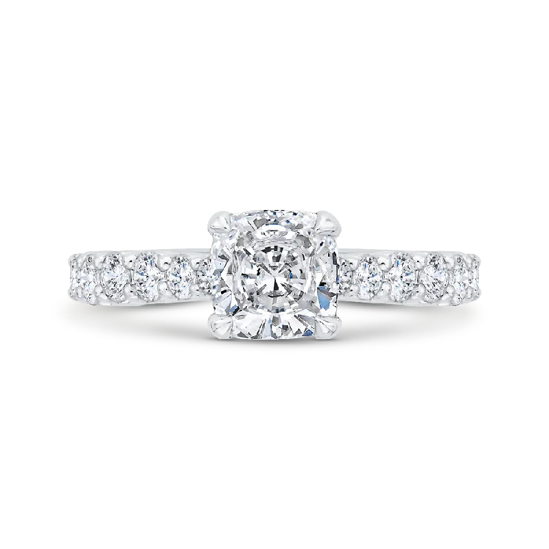 square-cut engagement rings-14K White Gold Diamond Engagement Ring (Semi-Mount)