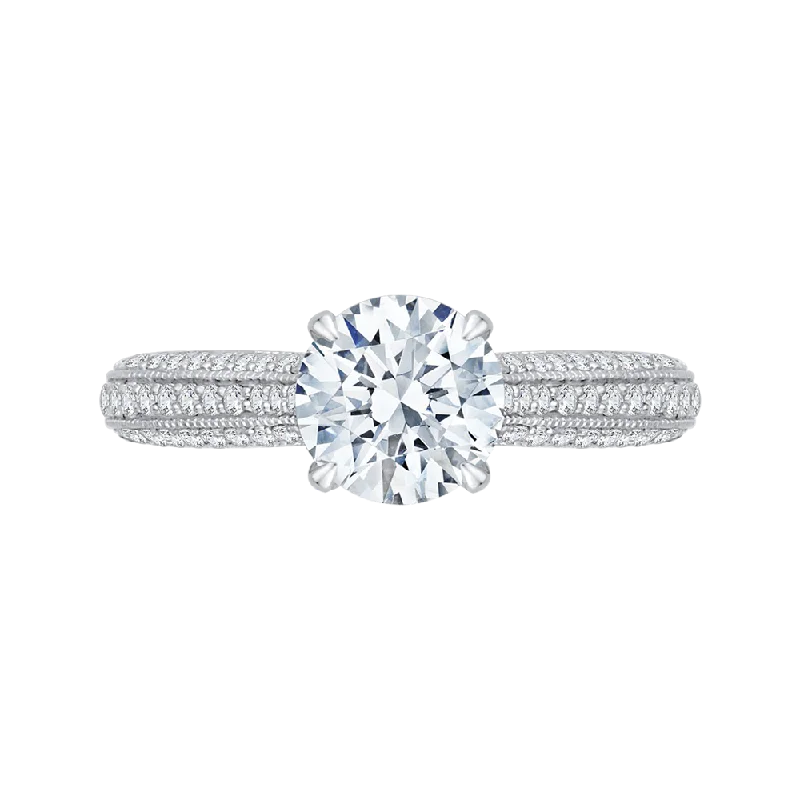 diamond engagement rings-14K White Gold Round Diamond Cathedral Style Engagement Ring (Semi Mount)