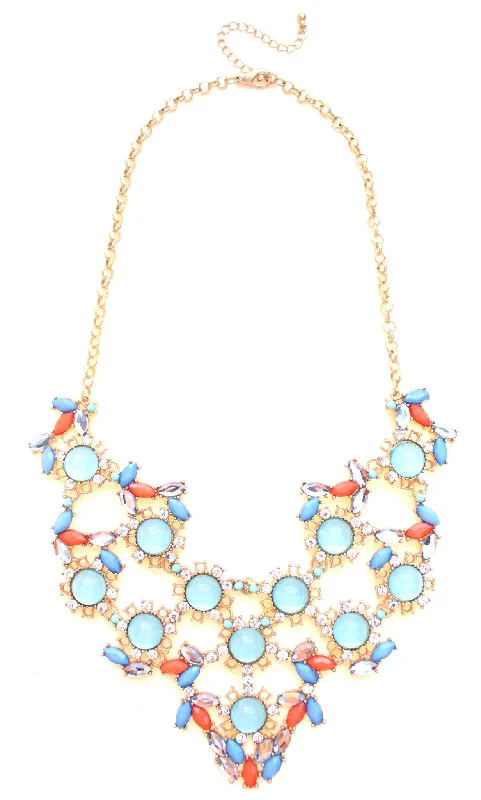 stylish necklaces for women-Pastel & Neon Bib Statement Necklace- Mint