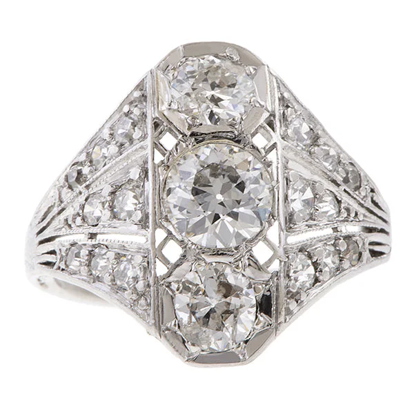 elegant rings for women-Art Deco Diamond Dinner Ring