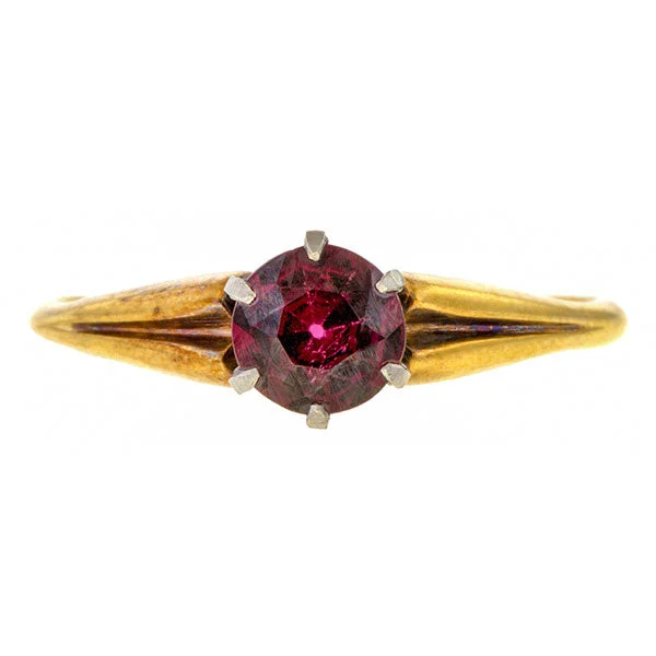 unique wedding bands for women-Antique Garnet Solitaire Ring