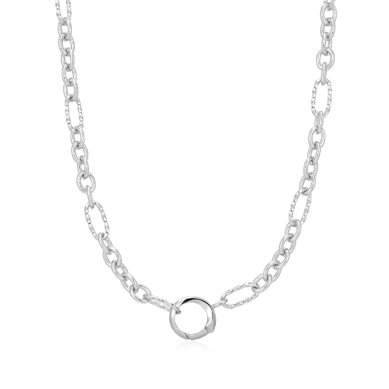 trendy choker necklaces for women-Ania Haie Silver Mixed Link Charm Chain Connector Necklace