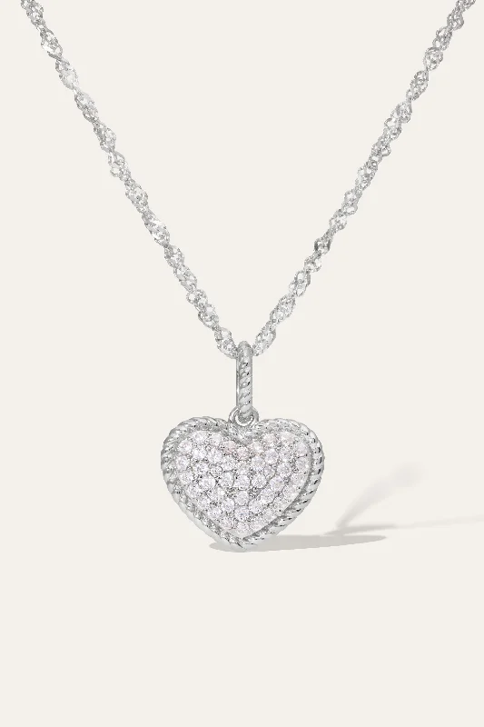 infinity necklaces for women-Speira Heart Pave Silver Necklace