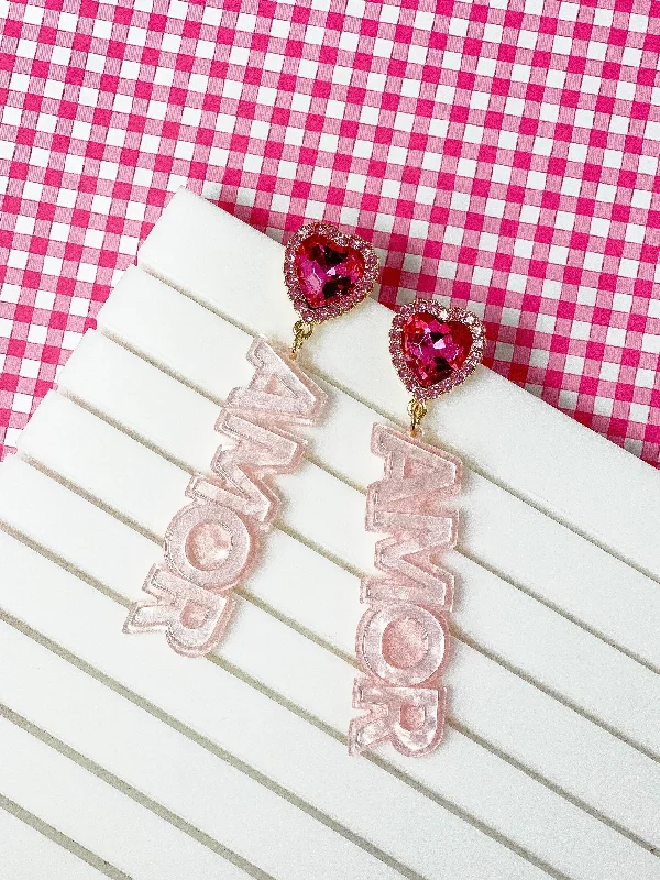 'Amor’ Acrylic Dangle Earrings