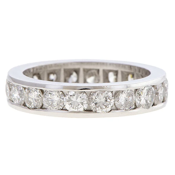 band rings for women-Vintage Channel Set Diamond Eternity Band, Size 5 3/4