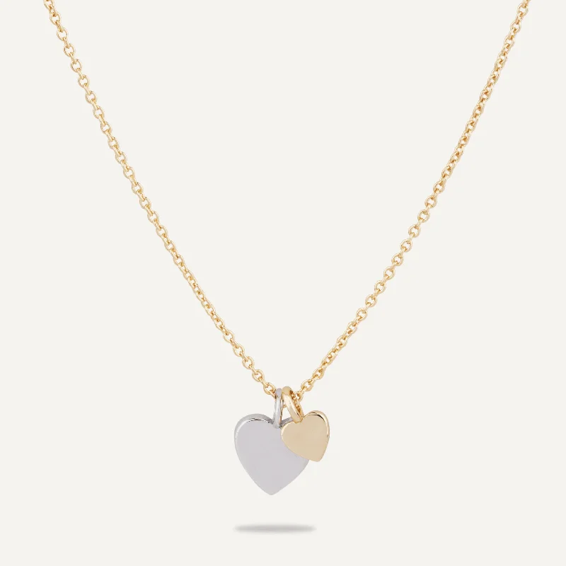 gemstone necklaces for women-Keira Mixed Heart Duo Necklace In Gold & Silver-Tone