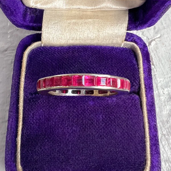 diamond rings for weddings-Vintage Ruby Eternity Band Ring