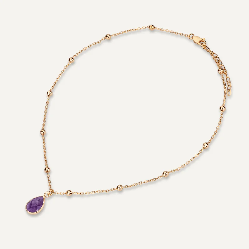 chic gold necklaces for women-Sparkling Crystal & Amethyst Clasp Necklace In Gold-Tone