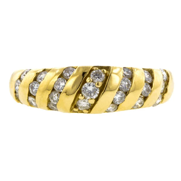 men's rings for women-Vintage Diamond Striped Band