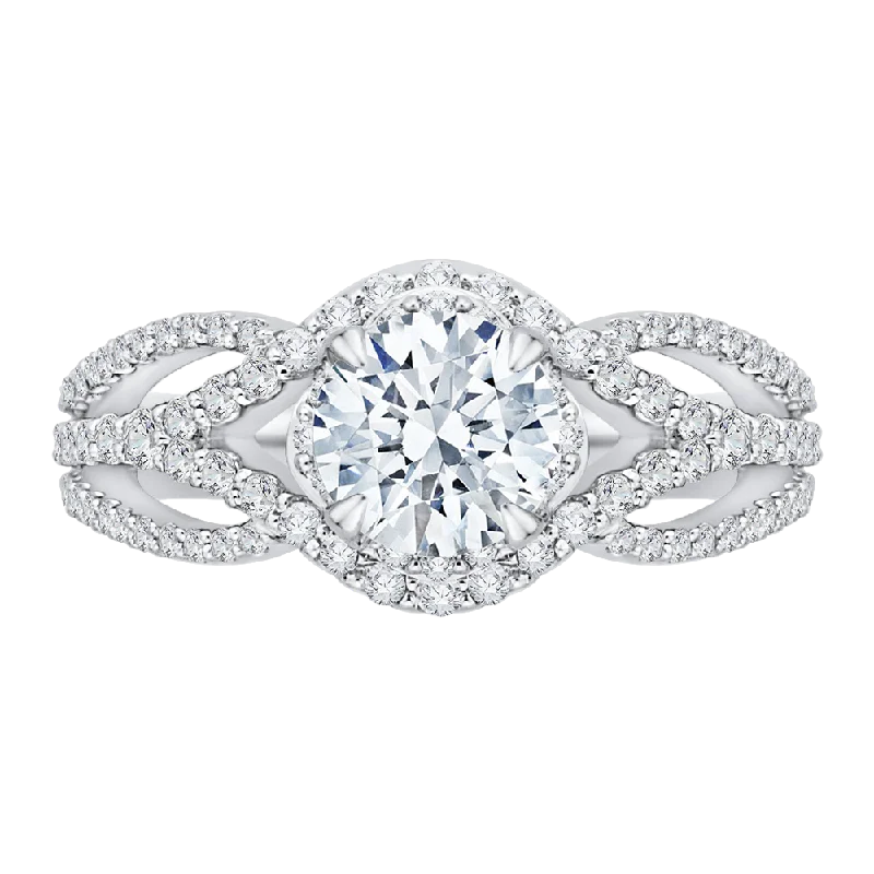 platinum engagement rings-14K White Gold Round Diamond Engagement Ring with Split Shank (Semi Mount)