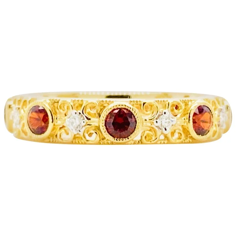 halo rings for women-Garnet & Diamond Spencer Band