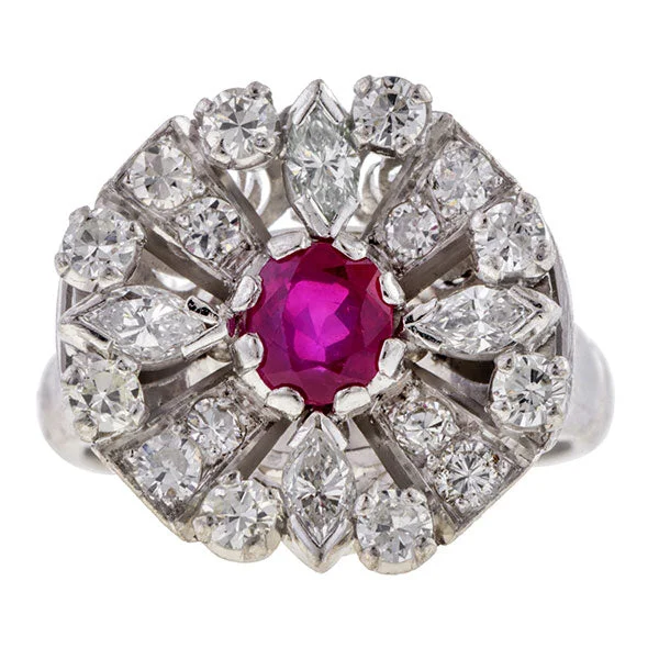 high-end rings for women-Vintage Ruby & Diamond Ring