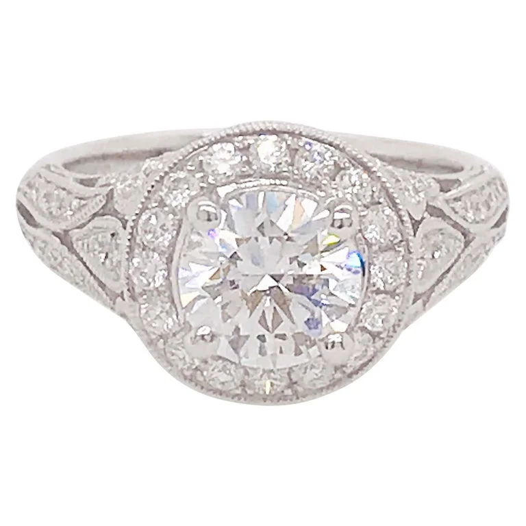 engagement rings with diamonds-Vintage Filigree Design Diamond Engagement Ring