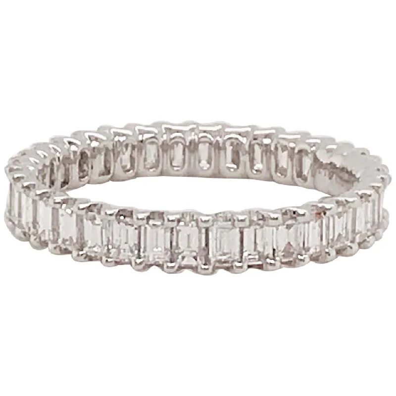 gemstone engagement rings for women-Emerald Cut Diamond Eternity Ring