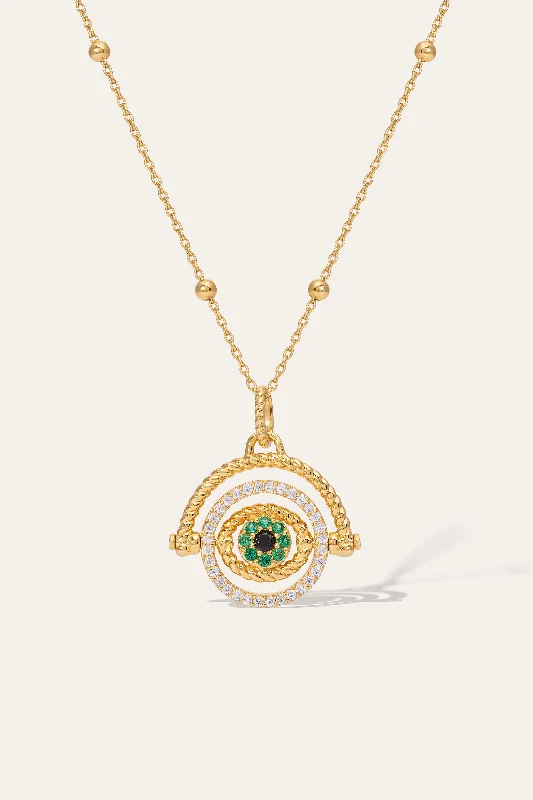 unique necklaces for women-Evil Eye Spinner Gold Vermeil Necklace