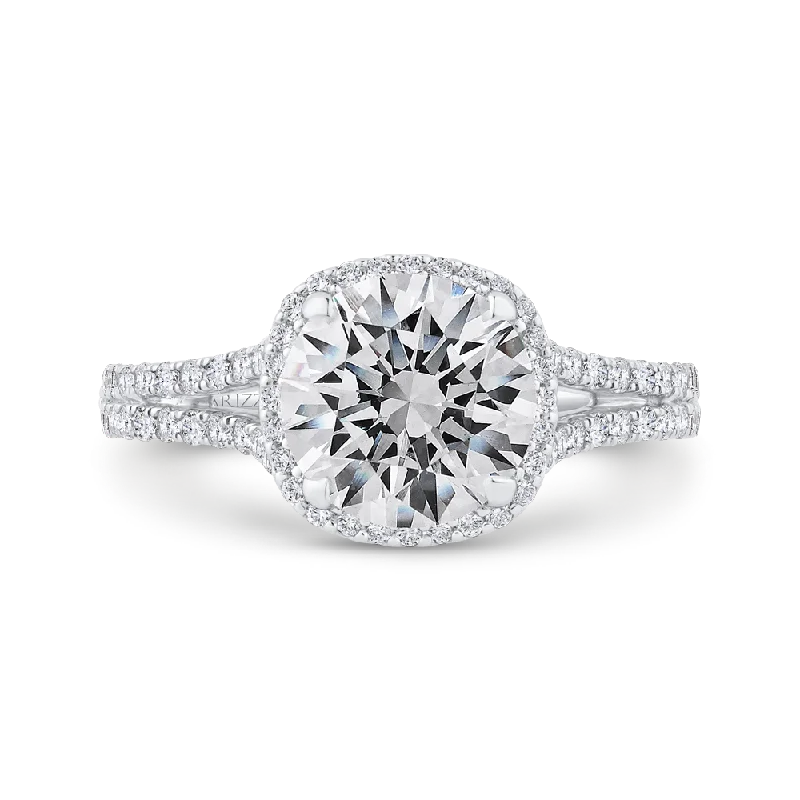 engagement rings for brides-14K White Gold Diamond Halo Engagement Ring (Semi-Mount)