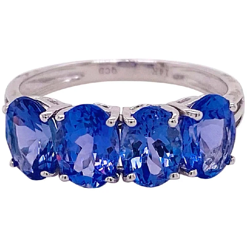 gold wedding rings for women-Four Stone Tanzanite Ring