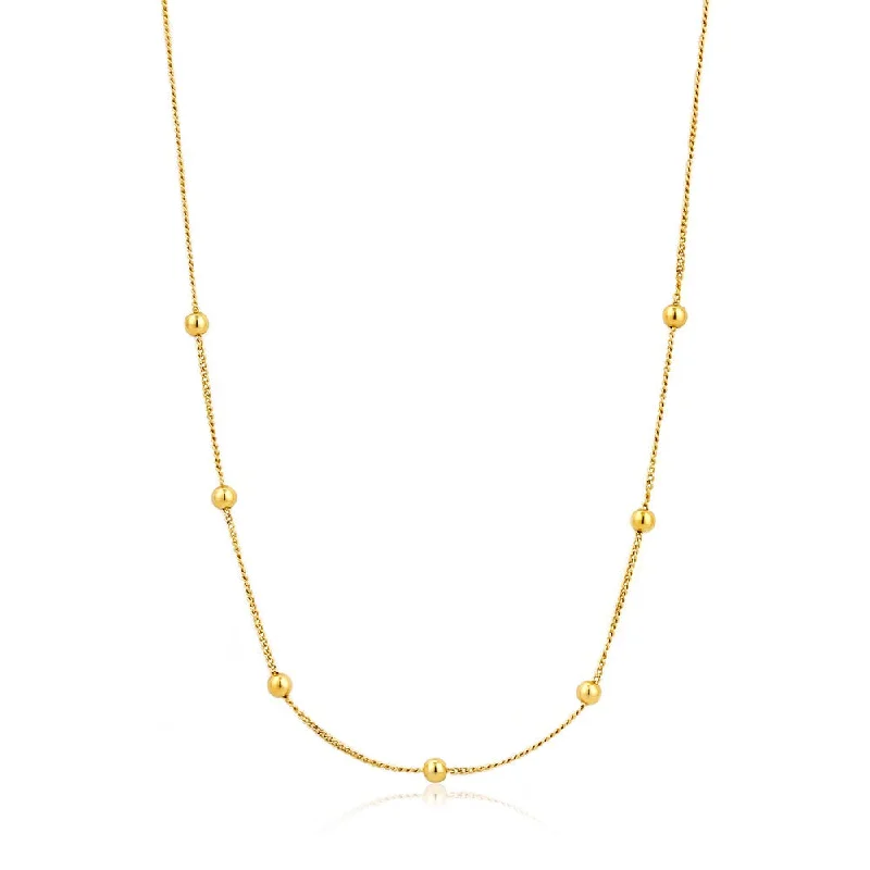 birthday gift necklaces for women-Ania Haie Modern Beaded Necklace - Gold