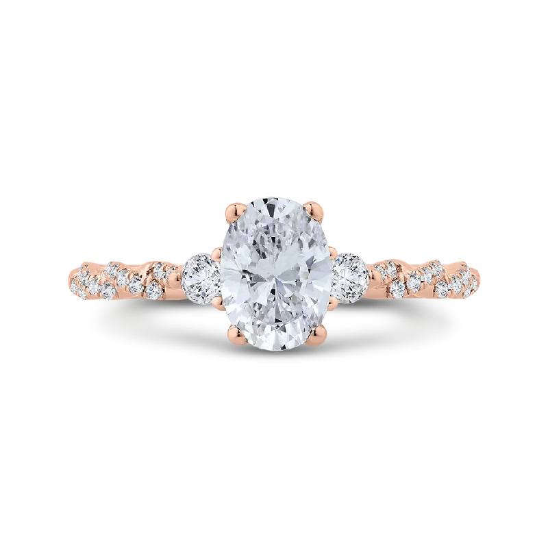 heart-shaped engagement rings-14K Rose Gold Diamond Engagement Ring (Semi-Mount)