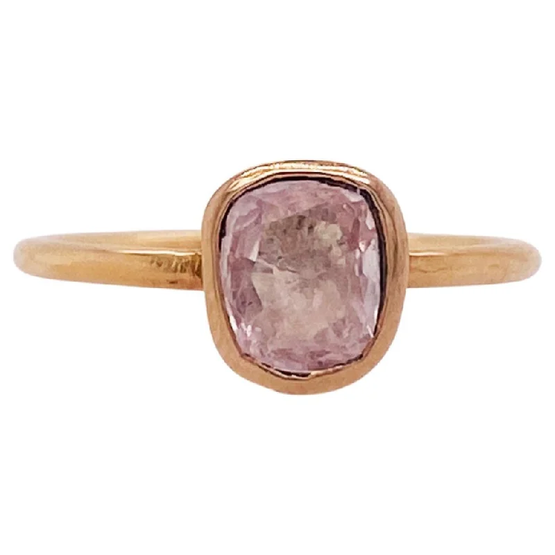 large wedding rings for women-Rustic Pink Sapphire Bezel Ring