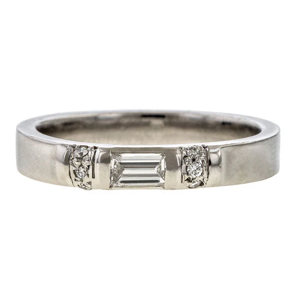 designer rings for women-Vintage Diamond Wedding Band