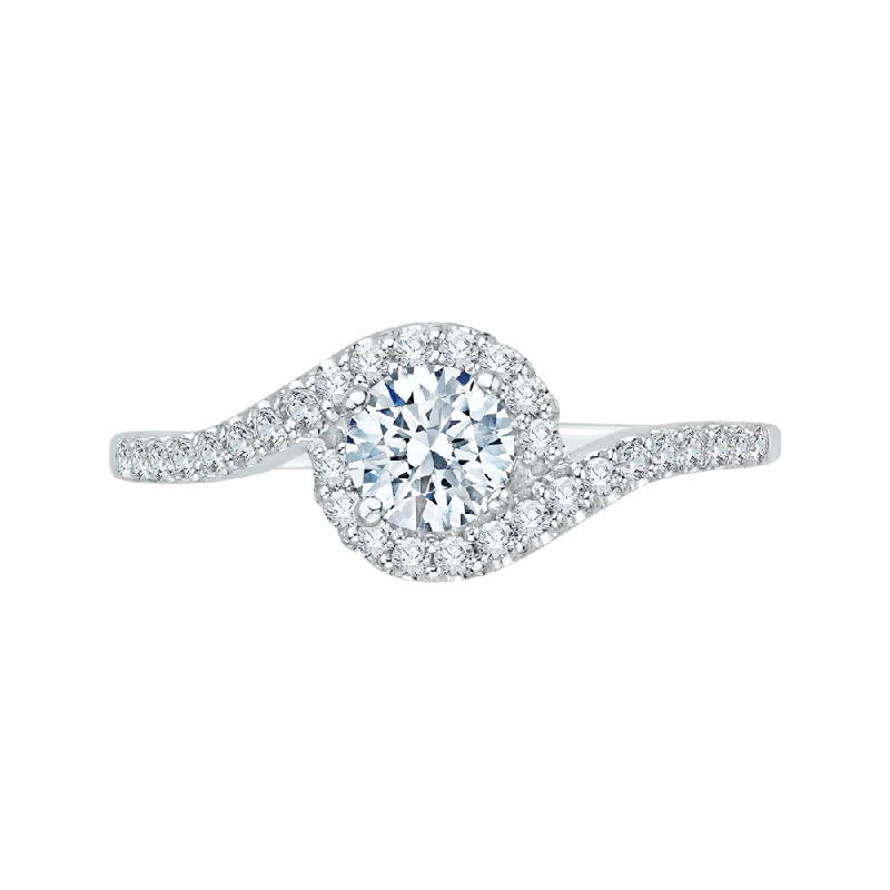 beautiful vintage engagement rings-14K White Gold Round Cut Diamond Promise Engagement Ring