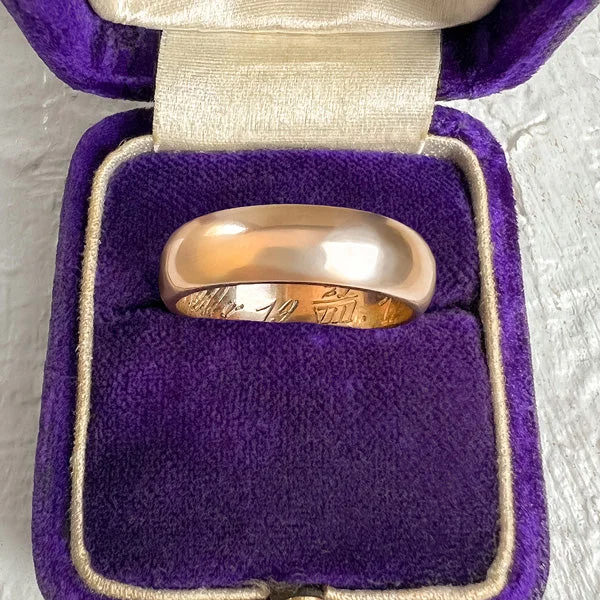 bridal rings for women-Antique Gold Wedding Band, 1912, Size 7