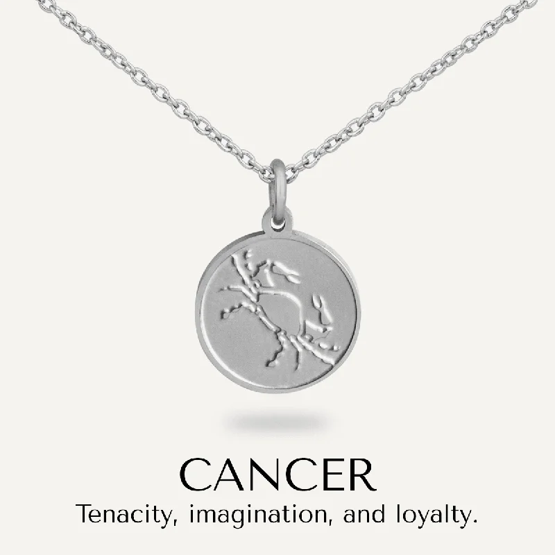 silver necklaces for women-Cancer Zodiac Necklace In Silver-Tone (June 21 – July 22)