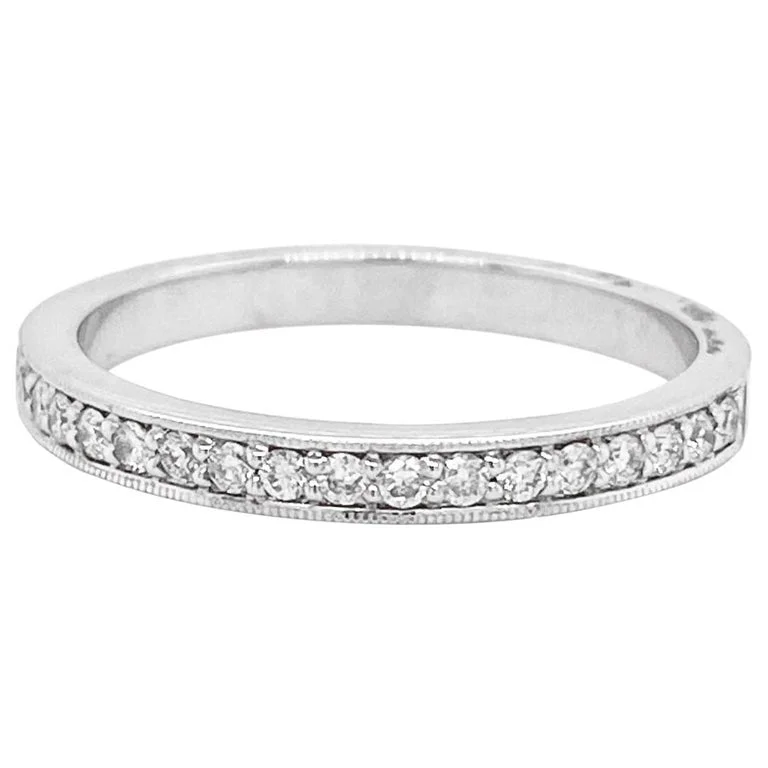 eternity rings for women-Diamond Channel Milgrain Band