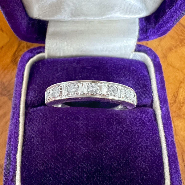 custom rings for engagement-Vintage Diamond Wedding Band