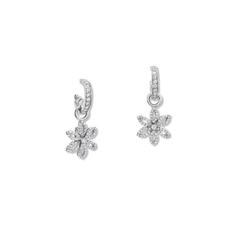 Fleur de Lys Earring Drops 18ct White Gold - Diamond