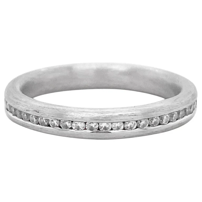 princess cut rings for women-Diamond Channel Band