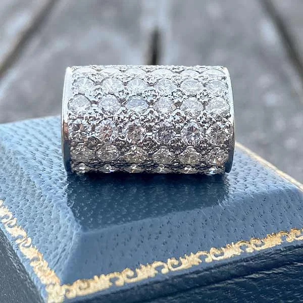 princess cut rings for women-Retro Pave Diamond Ring