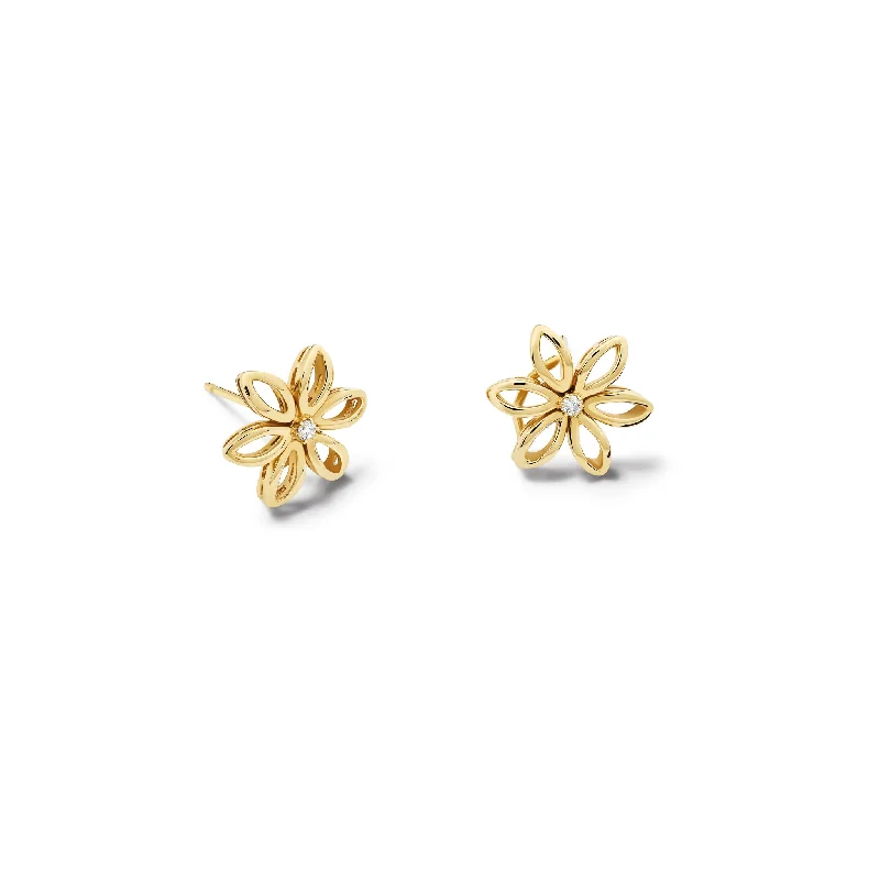 Fleur de Lys Earrings Yellow Gold - Diamond