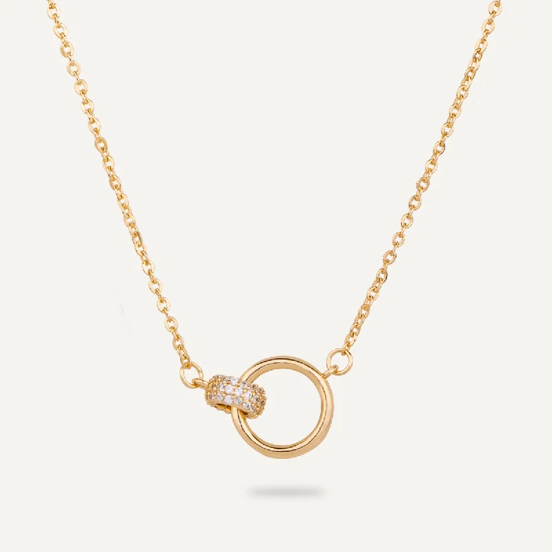 initial necklaces for women-Keira Ring Link Necklace In Gold-Tone