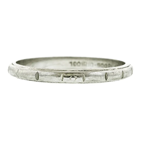 affordable wedding bands for women-Vintage Patterned Platinum Wedding Band Ring, Size 6 1/4