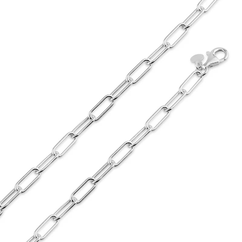 silver necklaces for women-925 Sterling Silver Diamond Cut Paperclip Link 6mm Chain or Bracelet - CH22