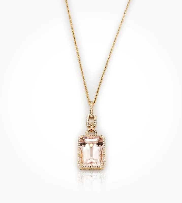 statement necklaces for women-NE08188  18kt pink gold morganite and diamond necklace  SOLD