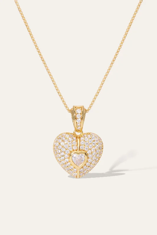 adjustable necklaces for women-Cuore Pave Gold Vermeil Necklace