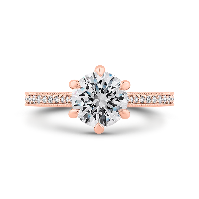 engagement rings with sapphire-14K Rose Gold Round Diamond Engagement Ring (Semi Mount)