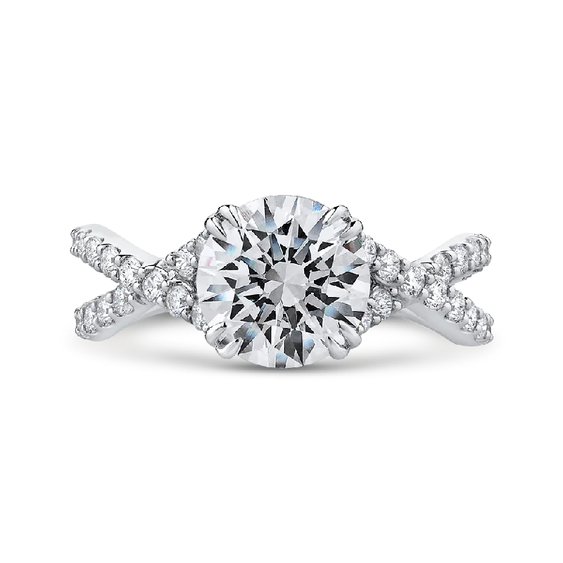 modern engagement rings-14K White Gold Round Diamond Engagement Ring with Split Shank (Semi Mount)