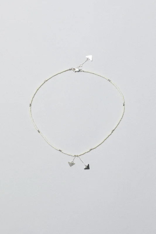 stylish necklaces for women-Neema Short Necklace - OFF WHITE/SILVER