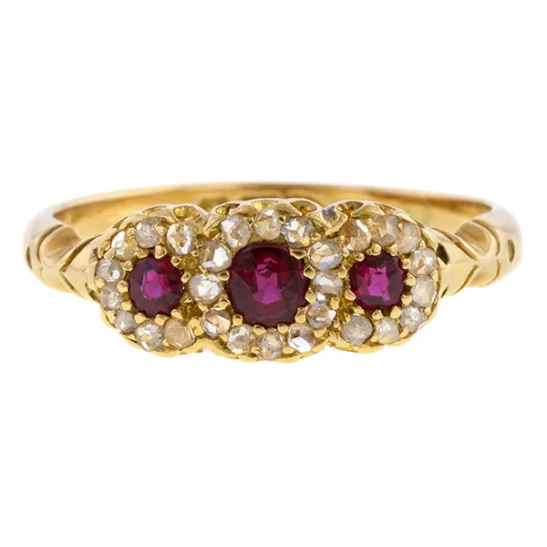 custom rings for engagement-Victorian Ruby & Diamond Ring