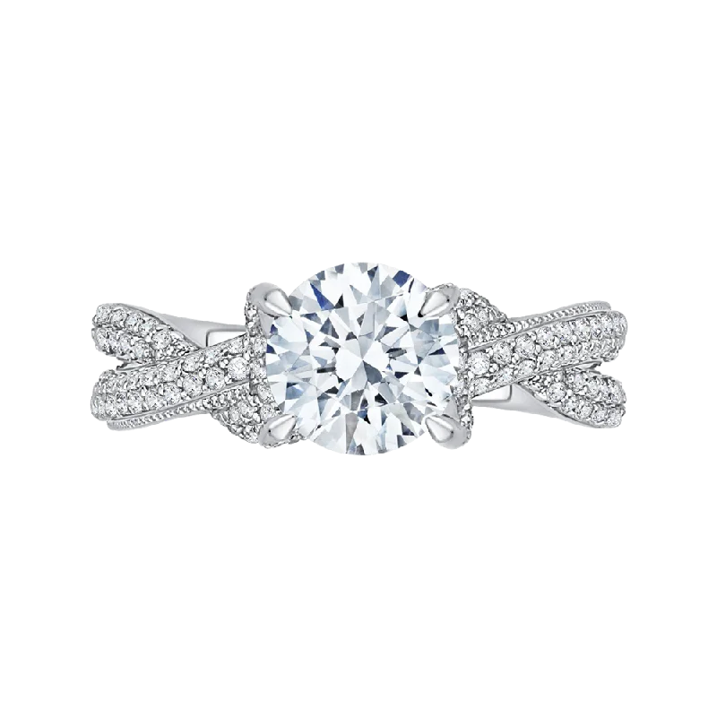 stunning engagement rings-14K White Gold Round Diamond Engagement Ring with Split Shank (Semi Mount)