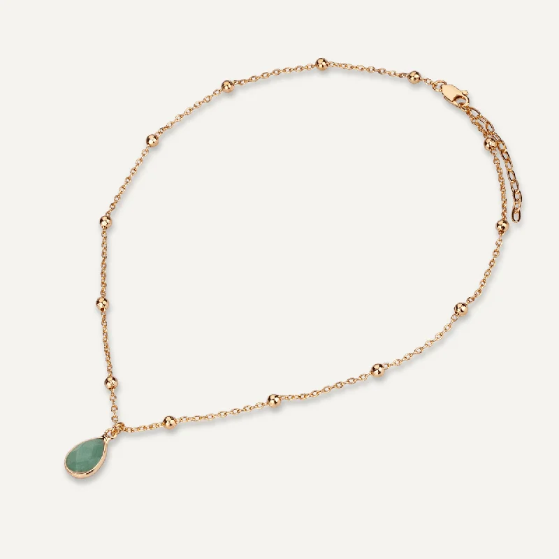 affordable necklaces for women-Sparkling Crystal & Chrysoprase Clasp Necklace In Gold-Tone