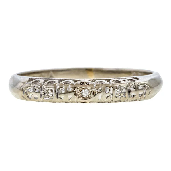 classic engagement rings for women-Vintage Diamond Wedding Band