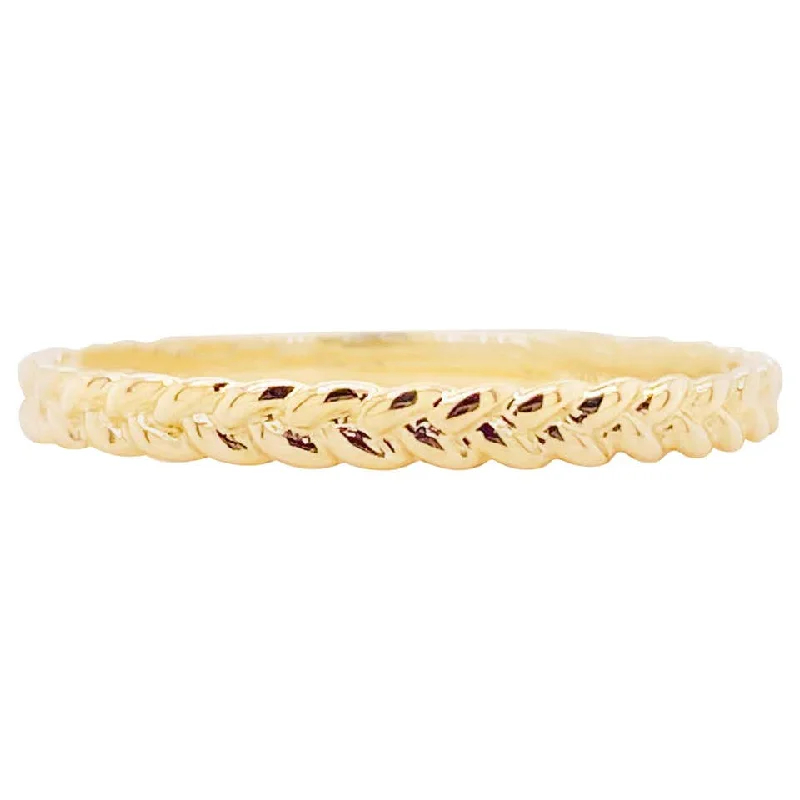 silver diamond rings for women-Gold Braided Ring, 14 Karat Yellow Gold Braided Stackable Band